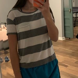 Cropped Striped Pocket Shirt